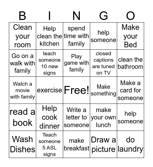 At Home Bingo Card
