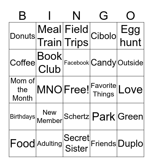 MOMS Club BINGO Card