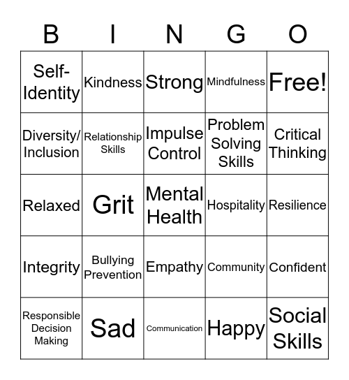 SEL Bingo Card