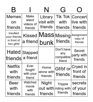 DATSME :- A FRIEND FINDER APP Bingo Card