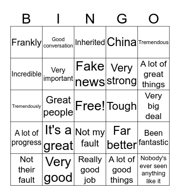 Trump Bingo Card