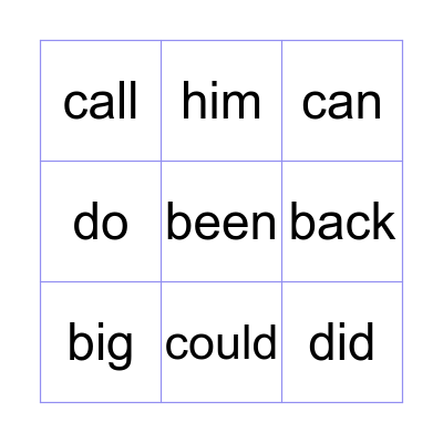Sight Words BINGO! Bingo Card