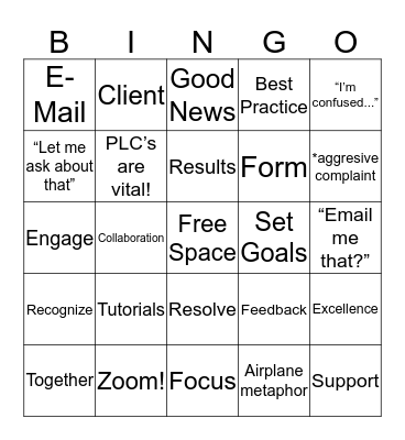 Excellence Happens Here!  Bingo Card