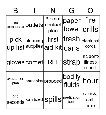 Child Care Do's and Don'ts Bingo Card
