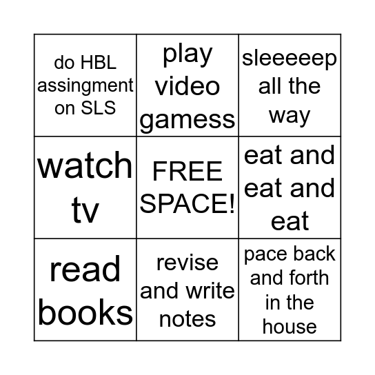 things we do on LOA/SHN :)) Bingo Card