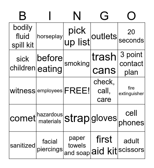 Child Care Do's and Don'ts Bingo Card