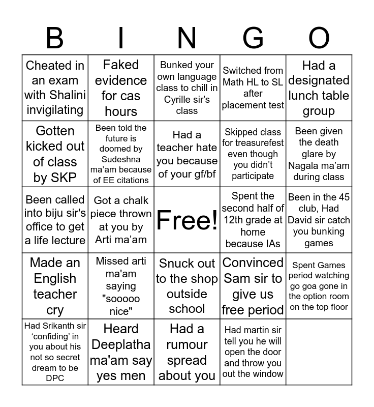 OAK IB BINGO Bingo Card