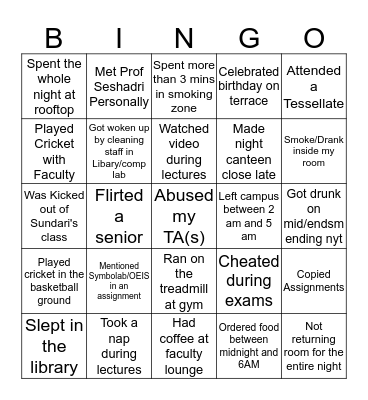 CMI Bingo Card