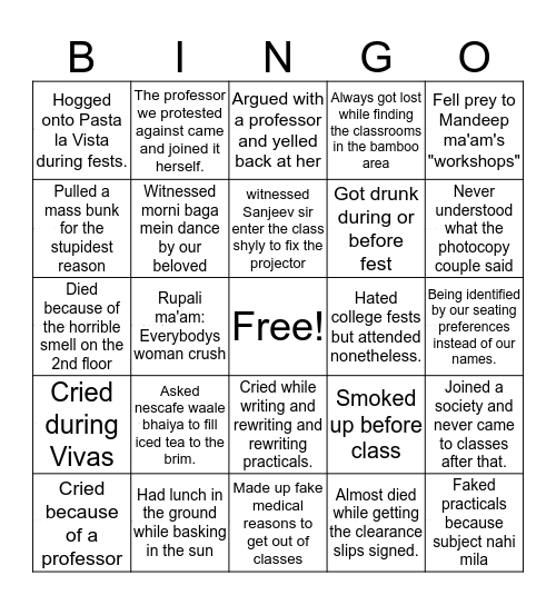 KNC Psych  Bingo Card