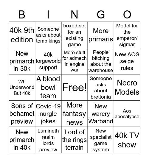 Adepticon stream show bingo Card