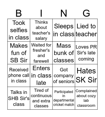 Asutosh Maths Department Bingo Card