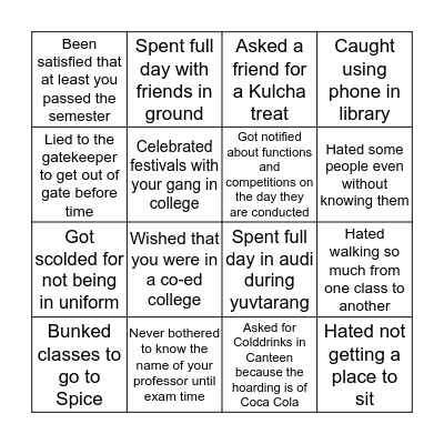 GCW Gandhi Nagar Bingo Card