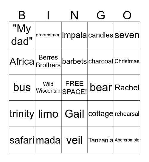 Bingo with Meg-isms Bingo Card