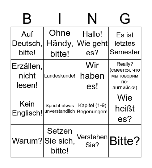 Кушнаренко-бинго Bingo Card