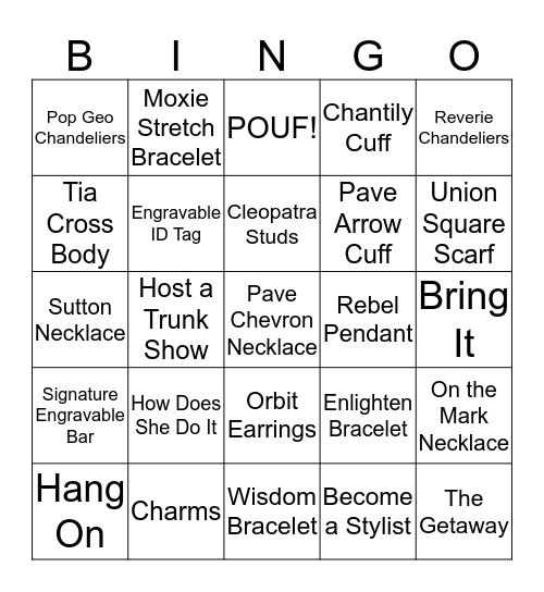 Stella & Dot Trunk Show Bingo Card