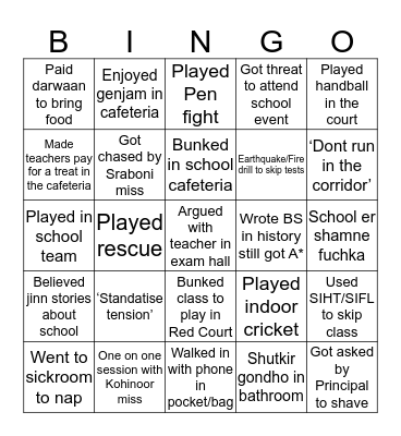 Scholastica Mirpur Bingo Card