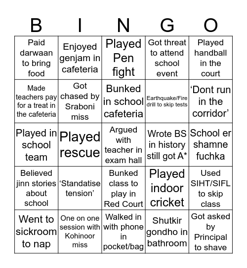Scholastica Mirpur Bingo Card
