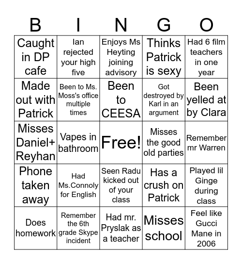 AISB 22' Bingo Card