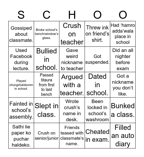 Untitled Bingo Card