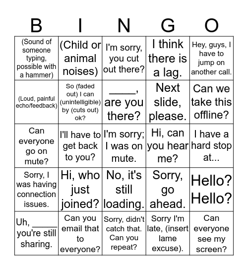 Conference Call Bingo Card