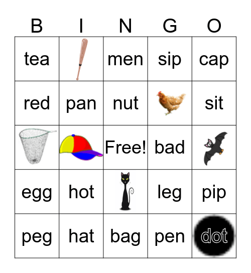 3 letter bingo Card