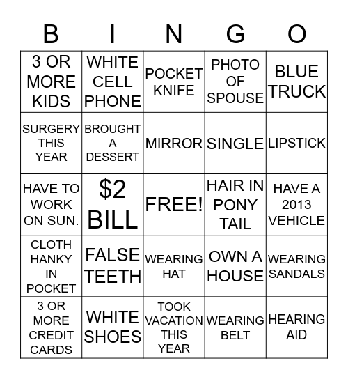 FAMILY REUNION Bingo Card