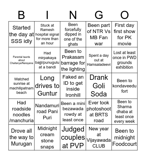 Bezawada Daww! Bingo Card