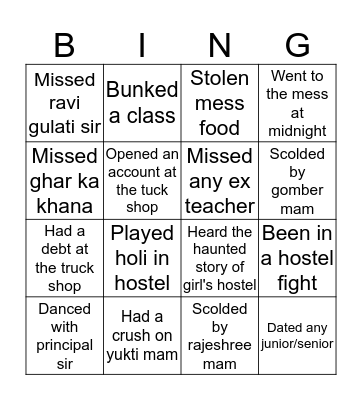 Raffles ka bingo Card