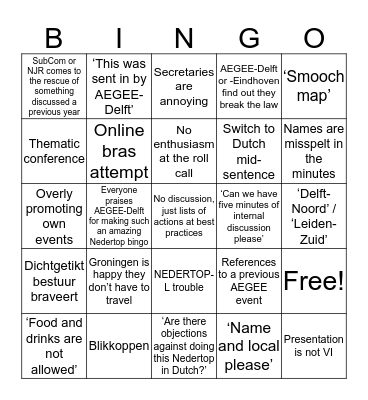 Nedertop Bingo Card