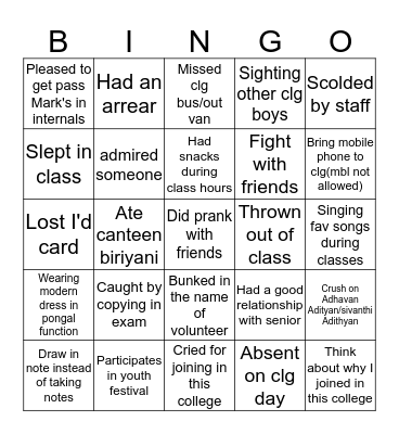 Govindammal Adithanar college for women Bingo Card