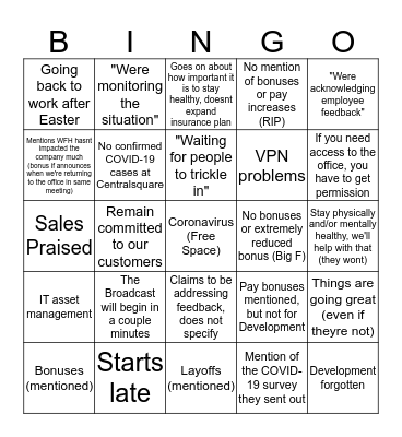 BINGO-19 Bingo Card