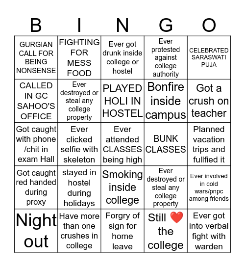 GIMSH BINGO CHALLANGE Bingo Card