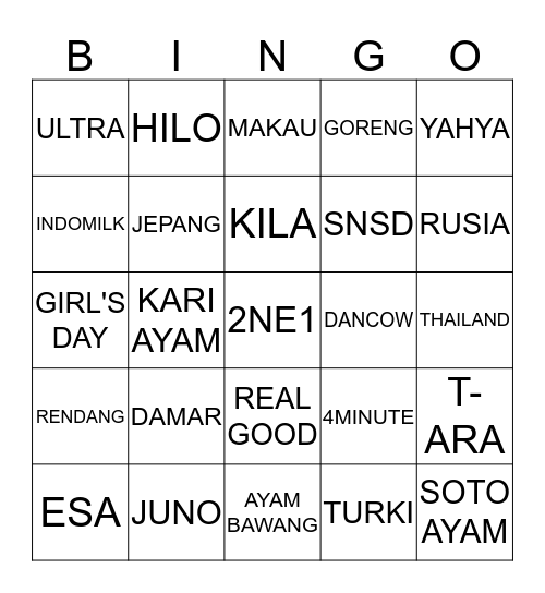 BINGO MEUREUN Bingo Card