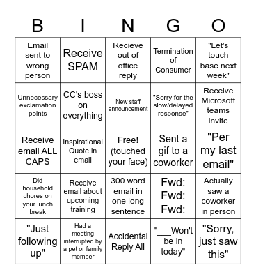 Pandemic WFH Bingo Card