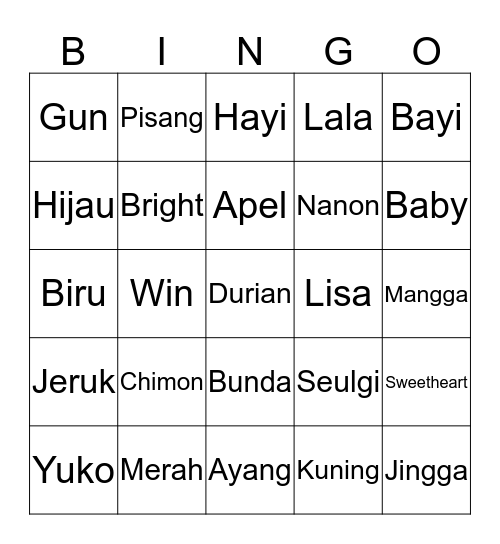 Rosie's Bingo Card Bingo Card