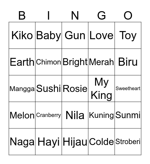 Yuko  Bingo Card