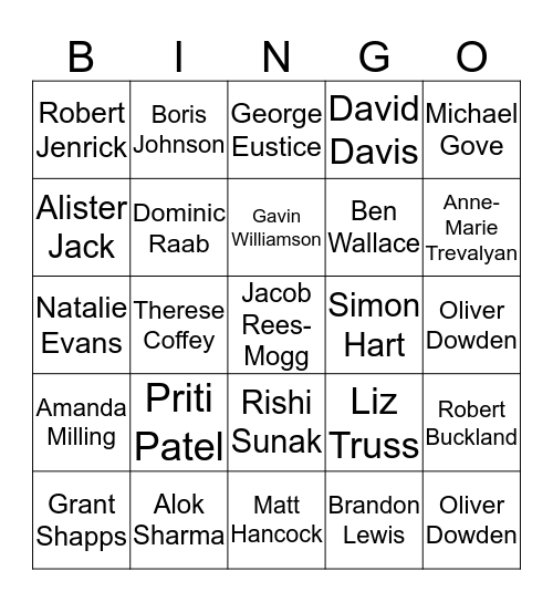 Tory COVID-19 bingo Card