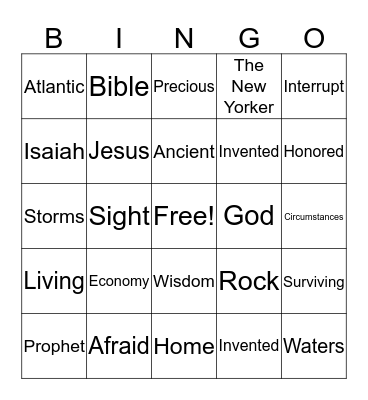 Sermon Bingo Card