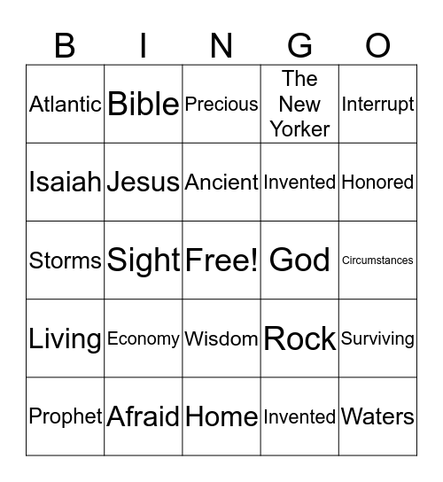 Sermon Bingo Card