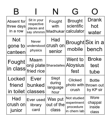 Bingo for Saharadites Bingo Card
