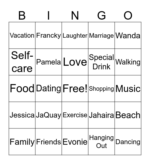 SAH BINGO Card