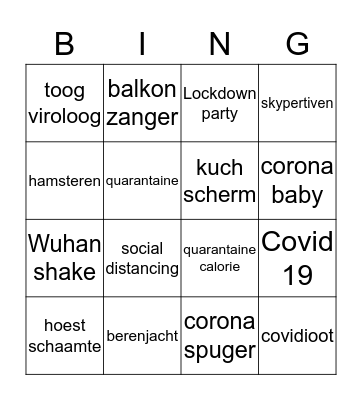 Corona taal Bingo Card