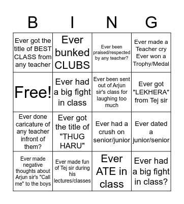 DEERWALK SIFAL SCHOOL BINGO Card