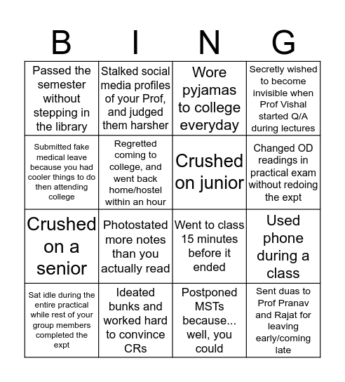 BCH Bingo #2020 Bingo Card