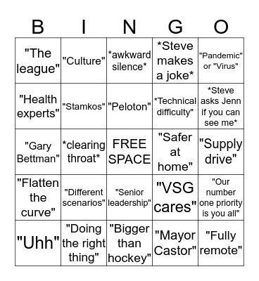 VSG Virtual All-Staff Meeting Bingo Card