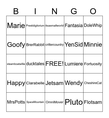 TRUE Disney Addicts Bingo Card