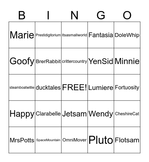 TRUE Disney Addicts Bingo Card