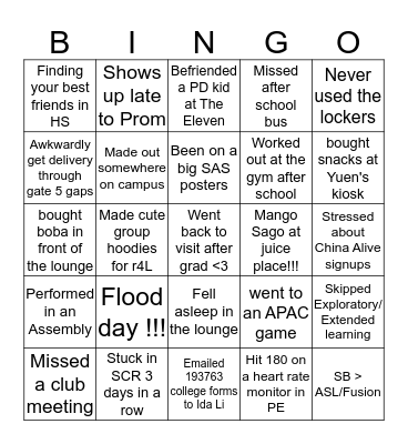 SASPX Bingo ~iF yOu kNoW, YoU knOw~ Bingo Card