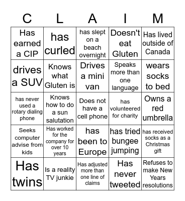 Find Someone who Bingo Card