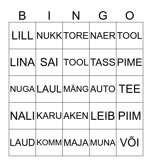 MÄNG Bingo Card
